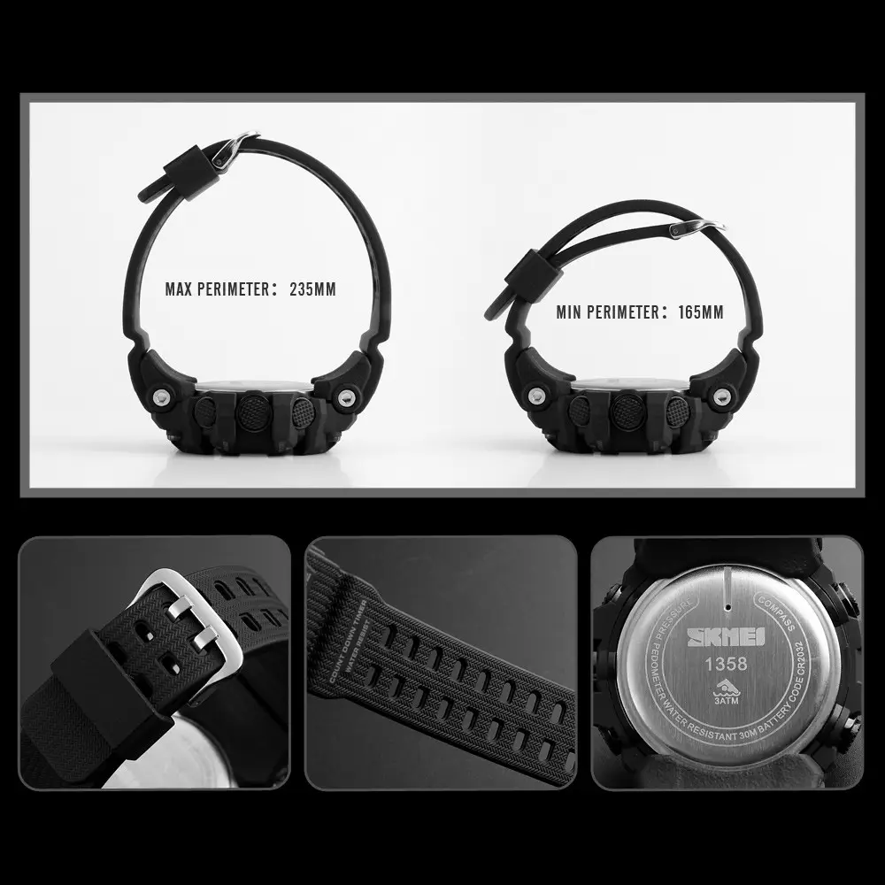 Чоловічий годинник з барометром Skmei 1358 processor (Чорний) Вінниця - фото 10