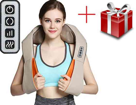 Шиацу массажер для шеи и спины 4 кнопки воротник 55W с функцией подогрева Винница