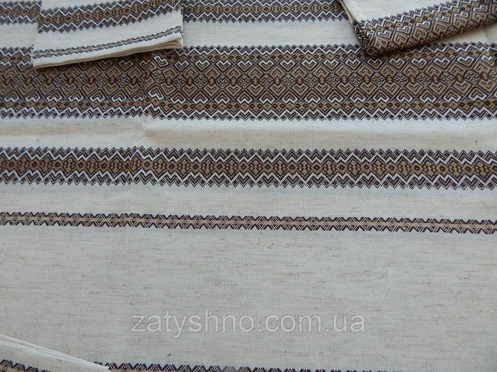 Кавова скатертина вишита на льону та серветки Київ - фото 3