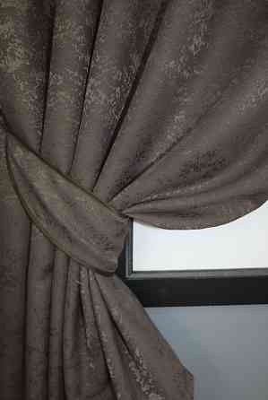 Комплект коротких штор VR-Textil Лен мрамор Pavliani № 1288ш 130х170 см 2 шт Темное какао (35-0064) Киев