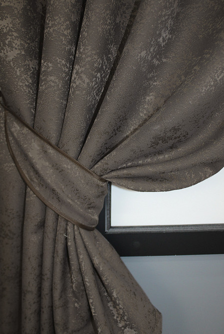 Комплект коротких штор VR-Textil Лен мрамор Pavliani № 1288ш 130х170 см 2 шт Темное какао (35-0064) Киев - изображение 4