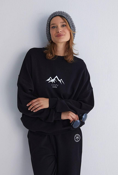 Женский прогулочный костюм двойка: кофта и штаны премиум качества футер диагональный 100% хлопок Черный, 44 Одесса - изображение 6