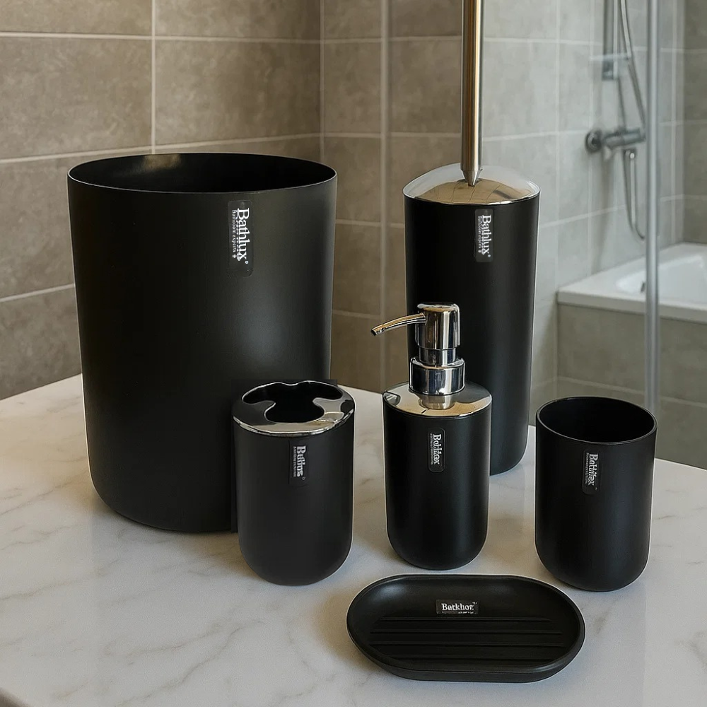 Набор аксессуаров для ванной Bathlux 6 предметов люкс качества, Черный Каменец-Подольский - изображение 1