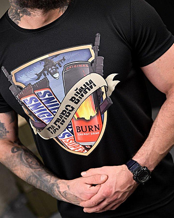 Тактична потовідвідна футболка Паливо чорна чоловіча дихаюча Одеса - фото 6