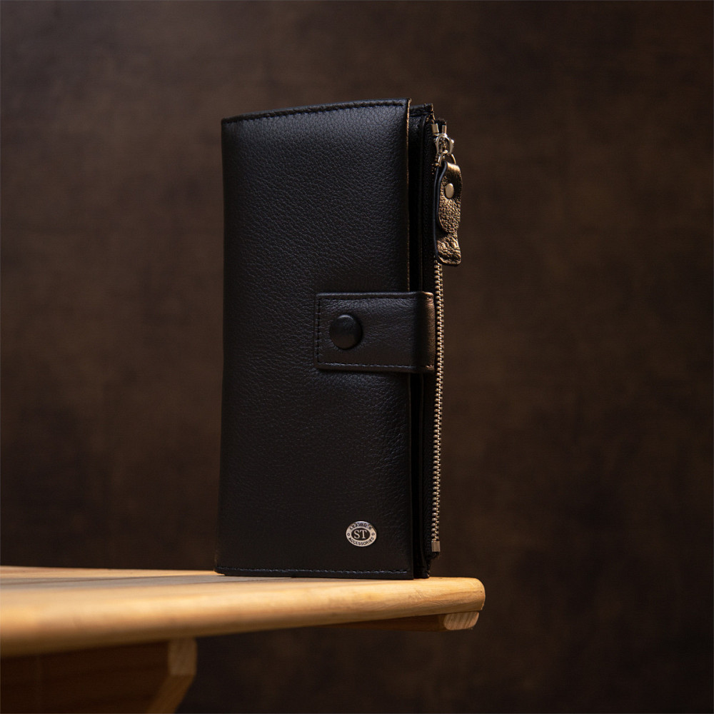 Класичний гаманець-клатч ST Leather 19373 Чорний Київ - фото 4