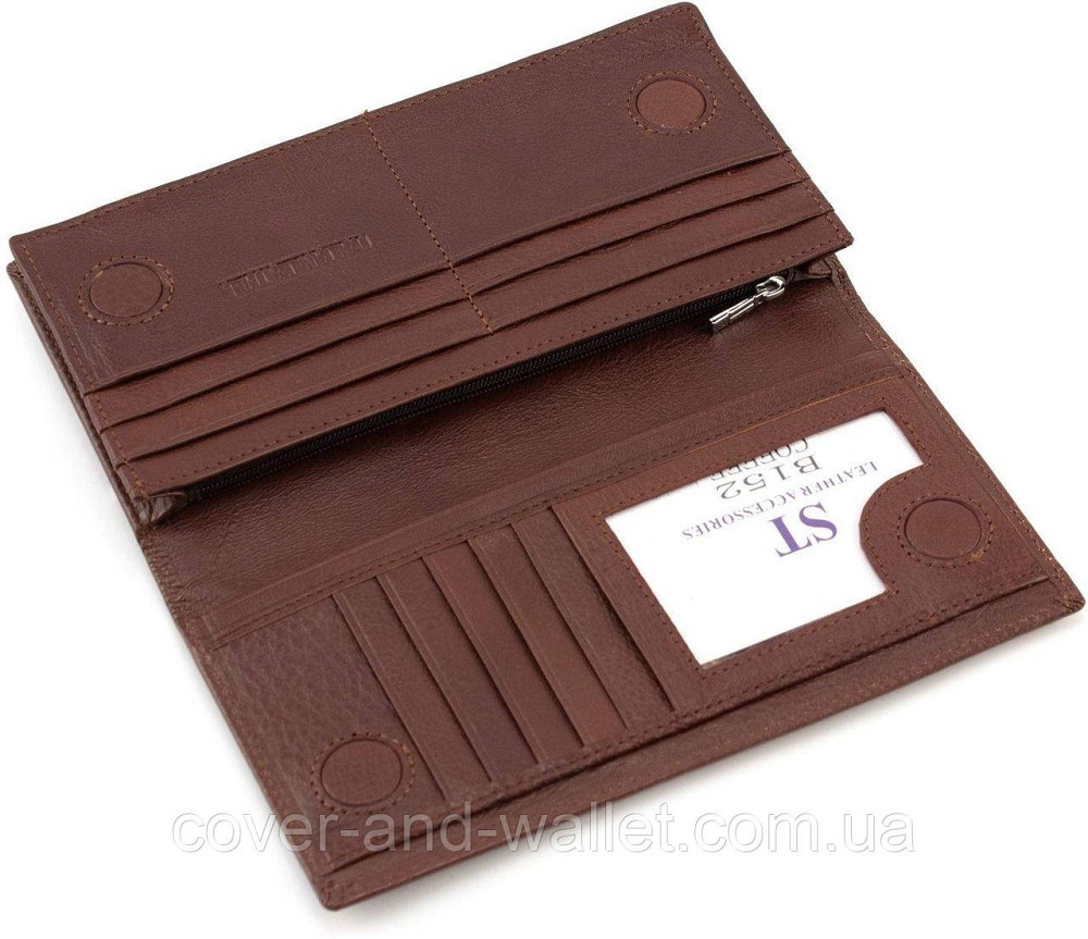 Коричневий чоловічий гаманець купюрник на магнітах з гладкої шкіри ST B152 Київ - фото 3