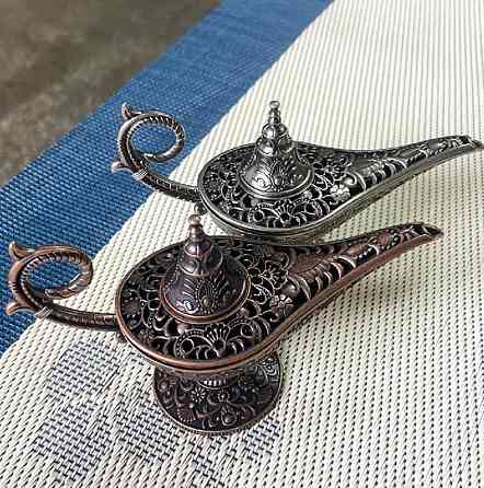 Вінтажний  металевий тримач для пахощів "Лампа Аладдіна". Міні-курильниця 11.5 см. Колір бронза Київ