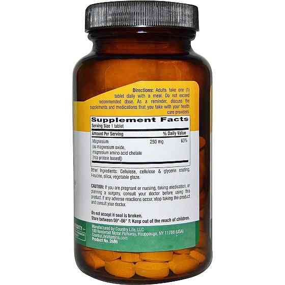 Магній хелат Country Life Chelated Magnesium 250 мг 180 таблеток Київ