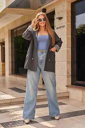 Жіночий базовий піджак на підкладці з манжетами "Lavita" | Норма і батал Графіт, 42-44 Київ