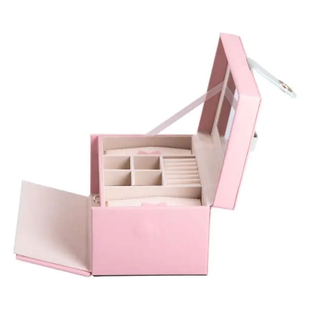 Скринька для прикрас з еко шкіри 3 яруси з дзеркалом органайзер для ювелірних виробів HP-5-17P Коломия - фото 5