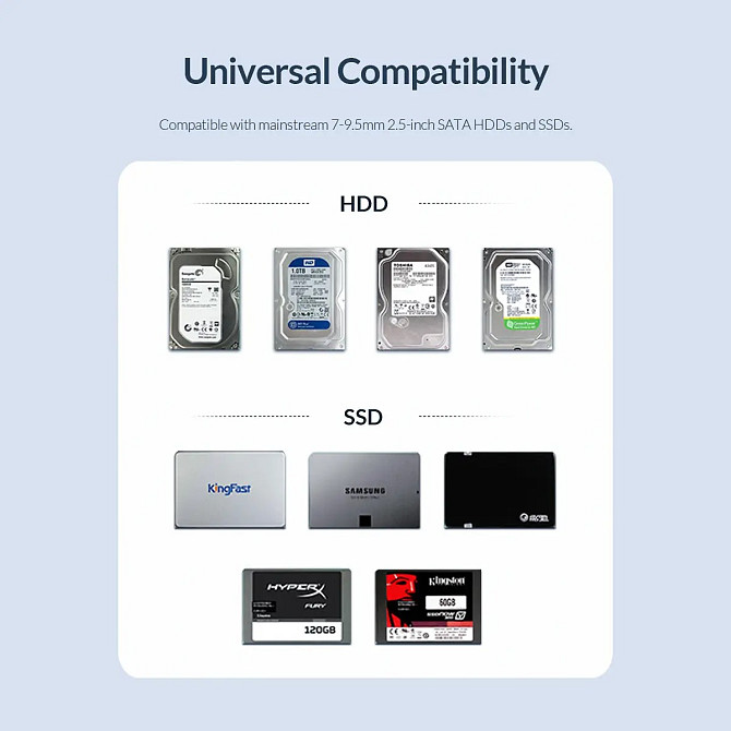 Зовнішня кишеня Orico 2521U3 для 2.5" HD/SD USB 3.0 (Чорний) Миколаїв - фото 7