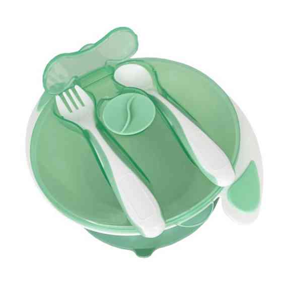 Тарілка на присосці з ложкою та виделкою MGZ-0109(Mint) 350 мл Вінниця