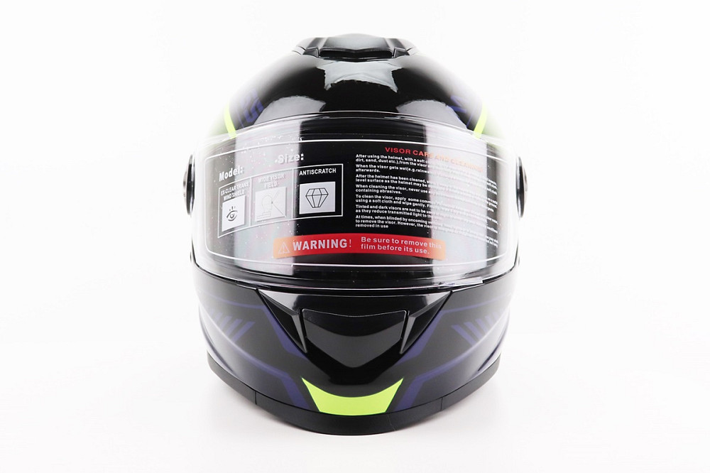 Шолом інтеграл, закритий BLD-М65 S (55-56см), ЧОРНИЙ/НЕОНОВО-ЖОВТО-СИНІЙ Киев - изображение 4