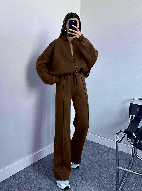 Женский базовый повседневный костюм двойка качественная турецкая двухнить Шоколад, 42/44 Одесса - изображение 1