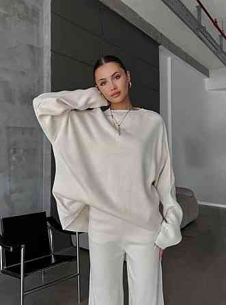 Женский уютный базовый костюм двойка из турецкой ангоры-кашемир Молочный, 46/48 Одесса
