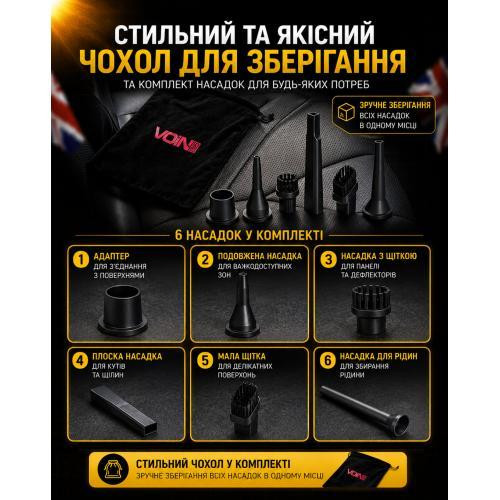 Акумуляторний пилосос VOIN V-88CL 90W, 7.4V, 2 режими, волога та суха очистка, з сумкою Харків - фото 12