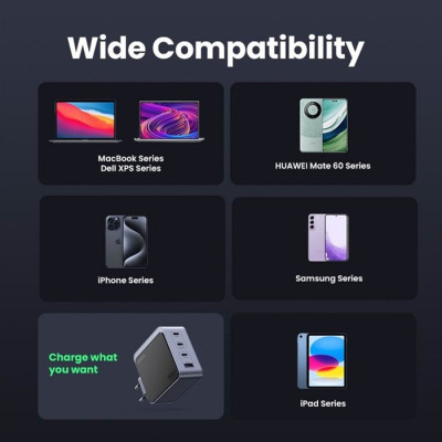 Зарядний пристрій Ugreen 4xUSB 100W (3xUSB-C+USB-A) Gan Nexode Fast Charger Grey X553 (35043) Вінниця - фото 5