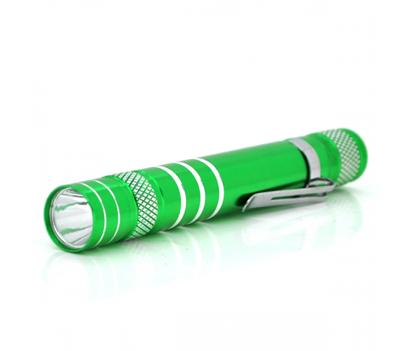 Карманный фонарик, 1LED, 1 режим, корпус- алюминий, питание 2*АА, 95*19мм, Green, ОЕМ Полтава - изображение 1