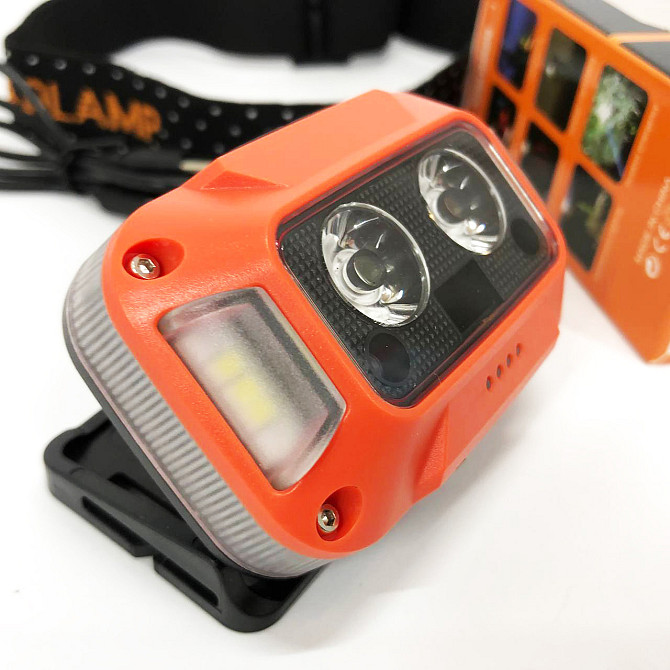 Водонепроникний ліхтарик WH-0218-XPG(white+yellow)+SMD(red), Ліхтарик на голову UJ-807 на батарейках Київ - фото 1