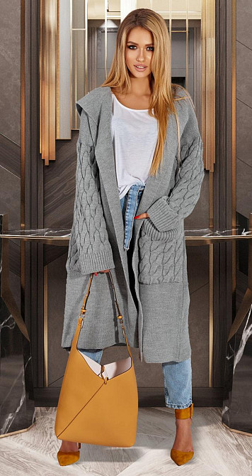 Теплий кардиган з капюшоном (48-52) Київ - фото 3