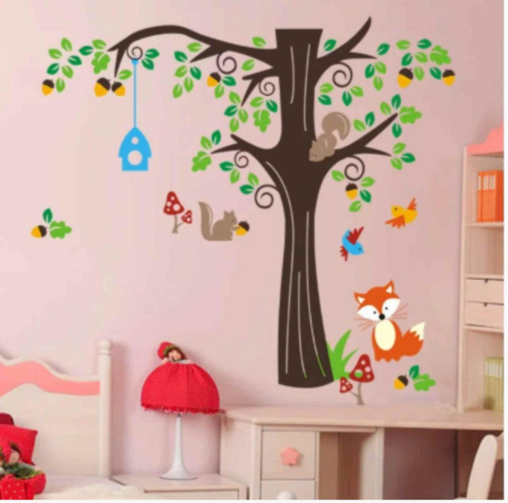Наклейка декоративная детская Дерево и зверята Киев - изображение 4