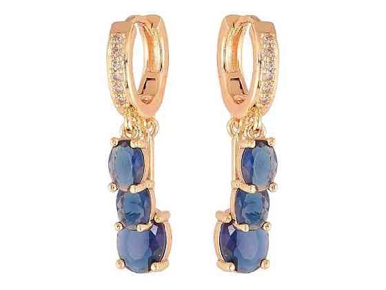 Серьги подвески на кольцах ML 18K Подвески с синими кристаллами 303419 ТМ XUPING Киев