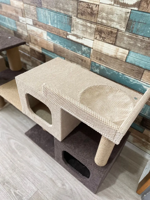 Мега большая когтеточка дряпка с тремя домиками и двумя лежанками 180×35×66 см для котов Киев - изображение 5