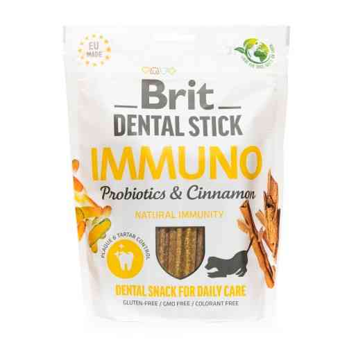Лакомство Brit Dental Stick Immuno для взрослых собак с пробиотиками и корицей для крепкого иммунитета 7 шт 251 г Киев