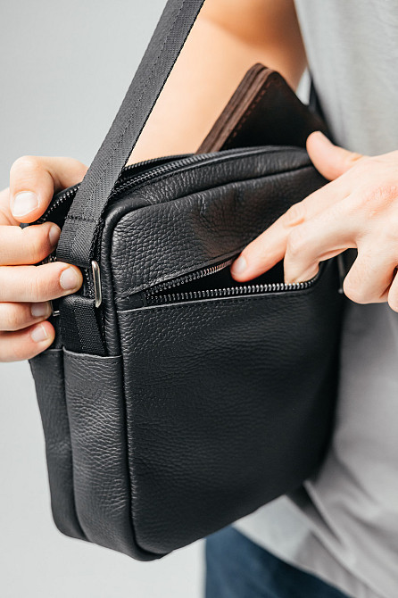 Чоловіча каркасна барсетка, сумка з натуральної шкіри, Кожаний месендджерMasterSem Київ - фото 5