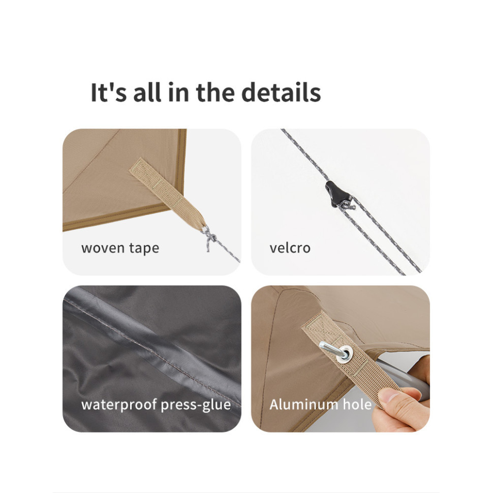 Тент-навіс Naturehike CNK2350WS015 Cloud Skies Tarp Lite, 550x465 см, коричневий Киев - изображение 4