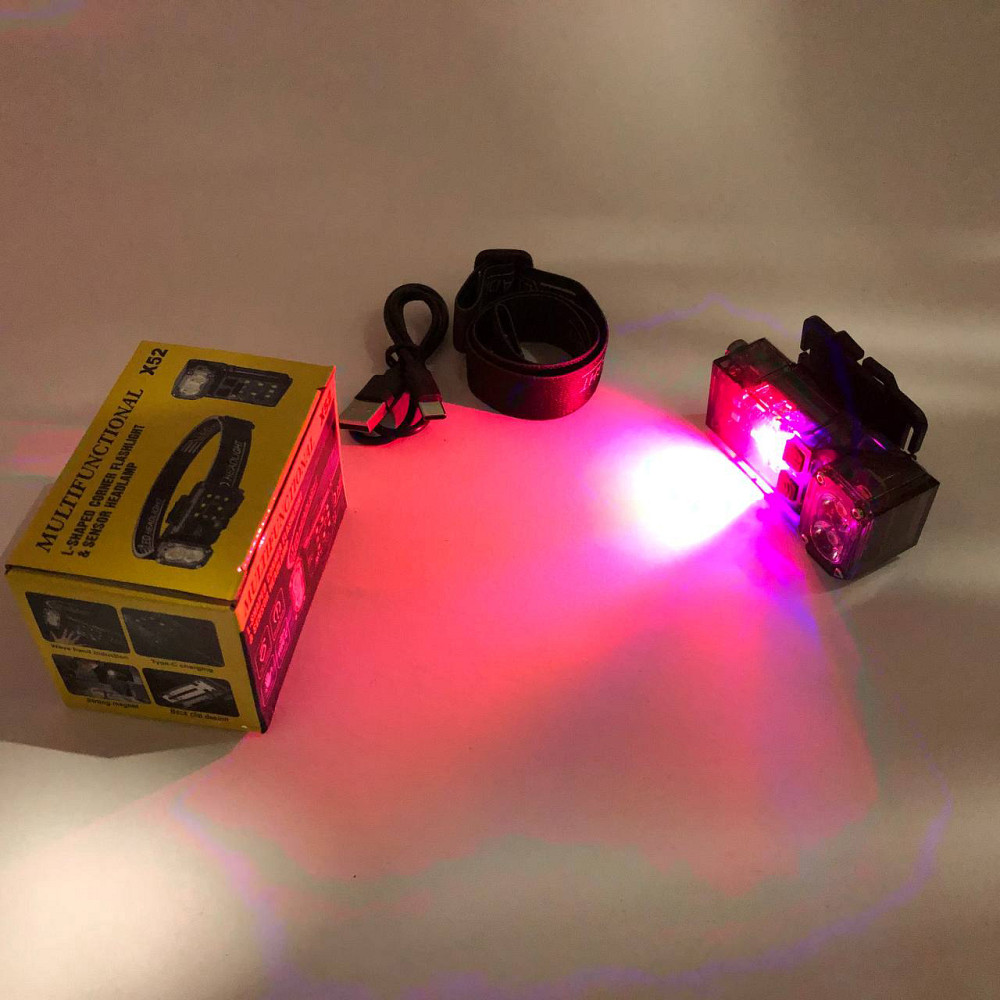 Налобный фонарь яркий X52, 2LED+6SMD RGB, Мощный аккумуляторный фонарик на голову MK-28 Львов - изображение 4