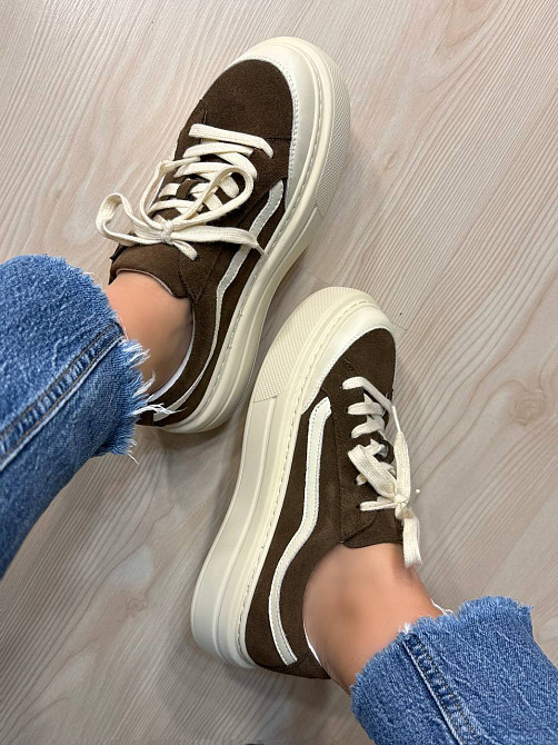 Кеды женские Hengji 707-7 замшевые на высокой платформе коричневые, 40, 25,5 см Киев - изображение 4