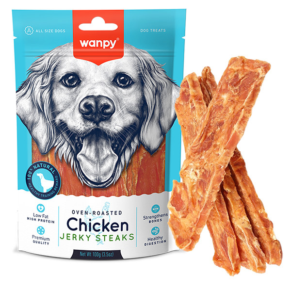 Wanpy Chicken Jerky Steaks ВАНПІ ФІЛЕ КУРКИ В’ЯЛЕНЕ СМУЖКИ ласощі для собак Київ - фото 1