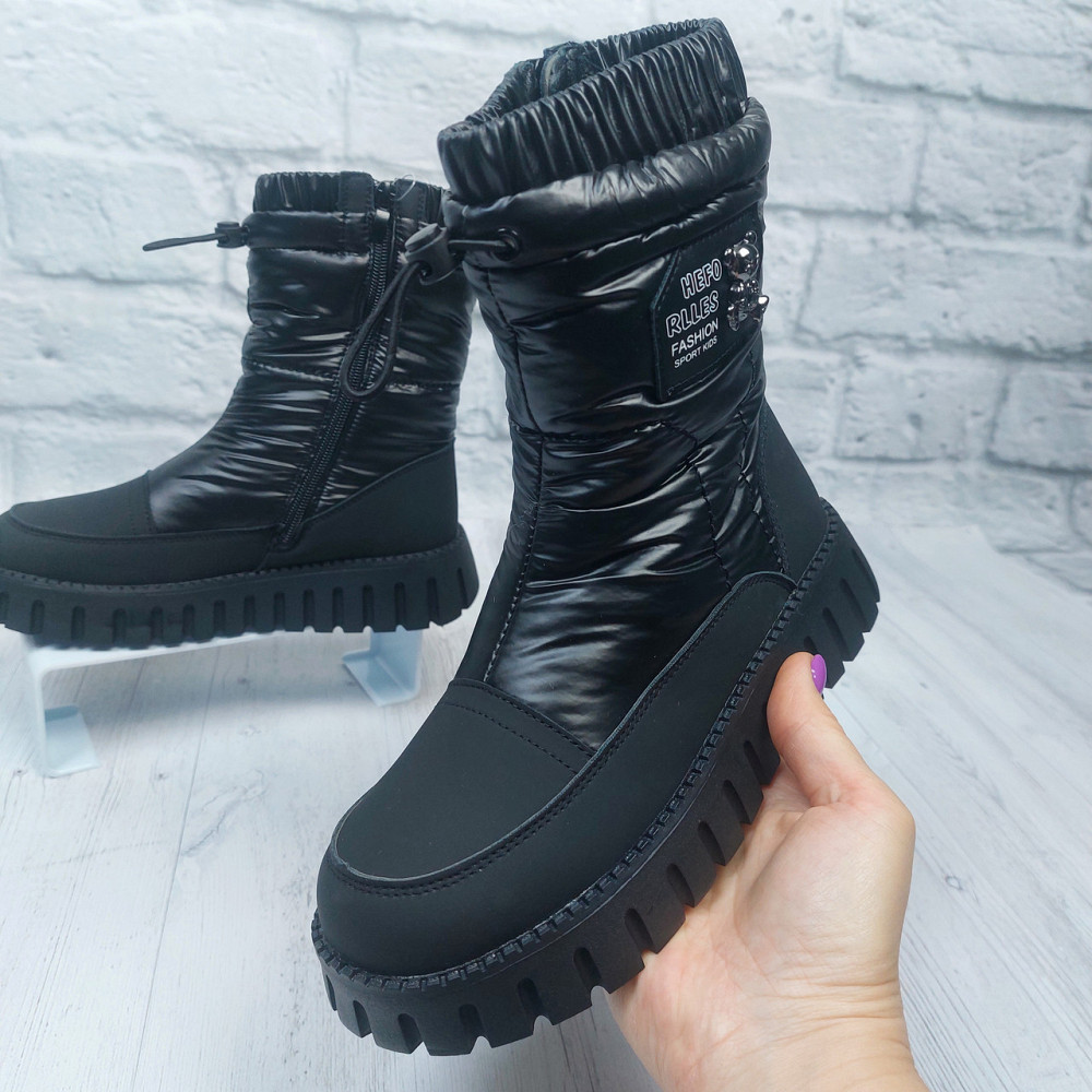 Детские зимние дутики термо черные для девочек  34,35 Николаев - изображение 3