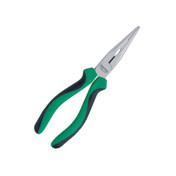 Длинногубцы прямые 200 мм черно-зеленые ручки CrMo Мукачево - изображение 1