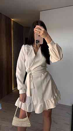 Женское романтическое платье на запах костюмка. Молочный Одесса