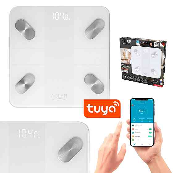 Ваги напольні Adler AD 8186 white електронні/ Smart/ 180кг/ 3хААА/ автовимкнення/ білі Винница