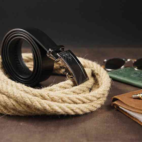 Ремінь чоловічий з ромбами на пряжці Vintage 20291 Чорний Київ