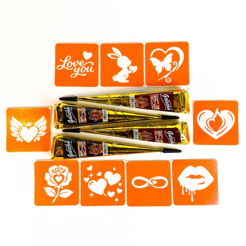 Набір хни з трафаретами для біо-тату №8 henna-set-08, 9 трафаретів Вінниця - фото 4