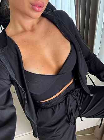 Жіночий повсякденний прогулянковий костюм-трійка: кофта топ і штани двонитка Чорний, 42/44 Одеса