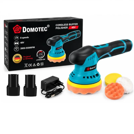 Акумуляторна полірувальна машинка DOMOTEC 48V: безщіткова ротаційно-ексцентрикова полірувальна машина Одеса