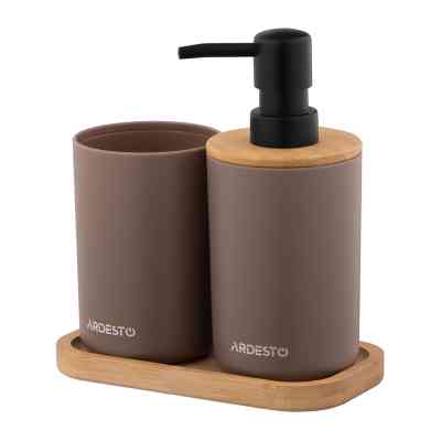 Набор для ванной комнаты Ardesto Minimalism 3 предмета Тауп 360 мл (ARHB3112CB) Винница