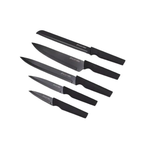 Набір ножів 6 предметів:(5шт + квадратна підставка) чорний 7615 KAMILLE Житомир