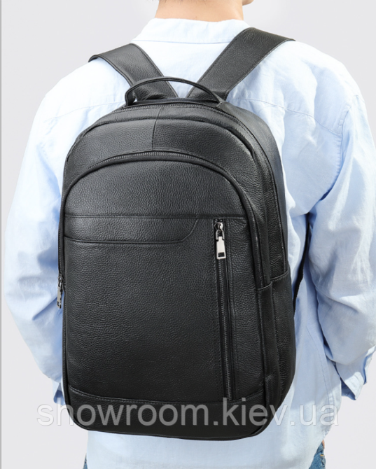 Чорний чоловічий шкіряний рюкзак Leather Collection (9921) Київ - фото 7