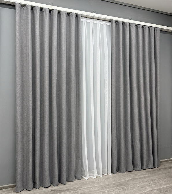 Комплект готовых штор VR-Textil Блэкаут двусторонний ASHEN NIGHT № 1851ш Серый 150х290 см 2 шт (33-0894) Киев - изображение 4