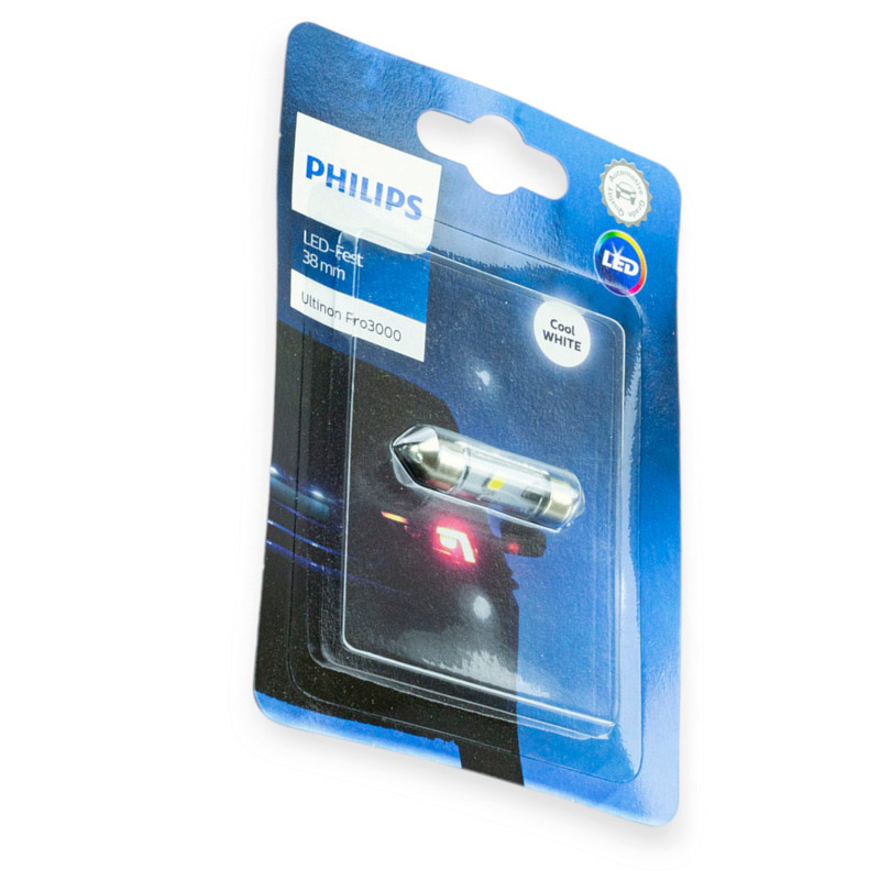 Автолампа AC лазер. 12-10 WHITE 1W 38мм 6000K PHILIPS светодиодная Мукачево - изображение 1