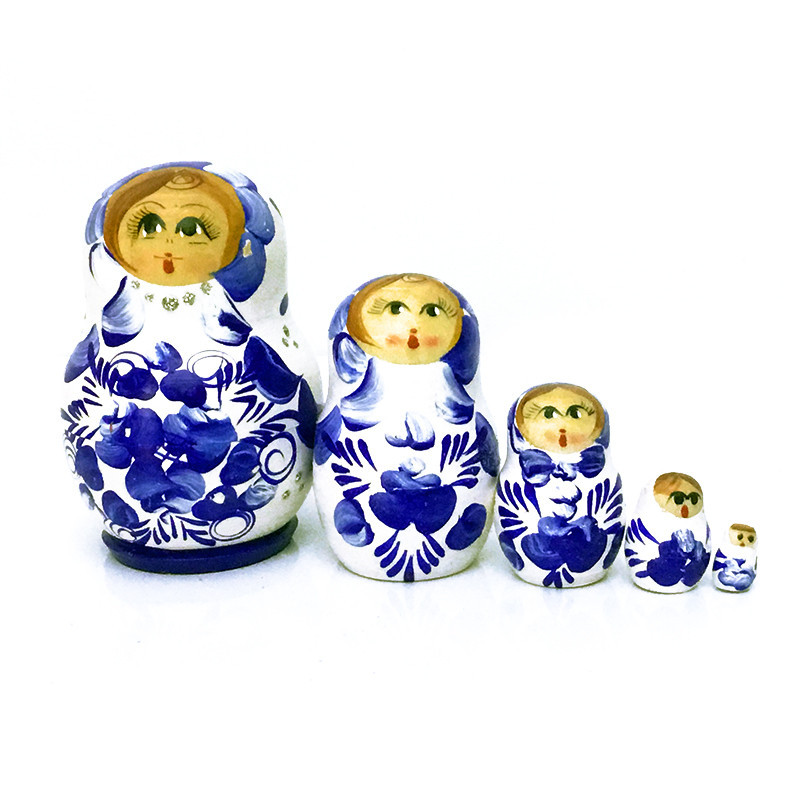 Матрешки в стиле гжель дерево 5 мест Киев - изображение 1