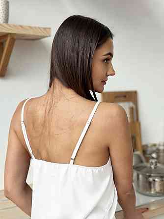 Жіноча нічна сорочка шовкова на регульованих бретельках Білий M Харків