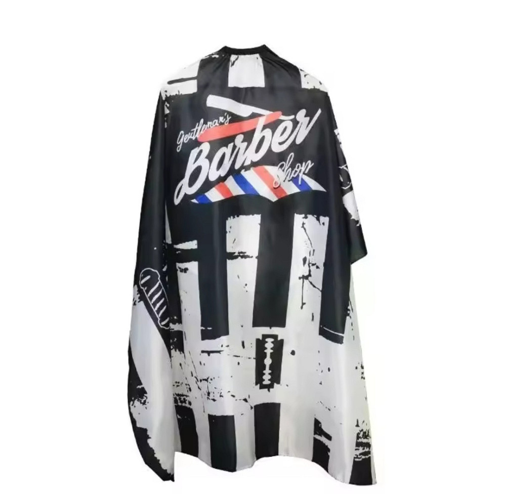 Парикмахерская накидка Barber для стрижки и покраски 140 на 50 см чёрный c белым Киев - изображение 3