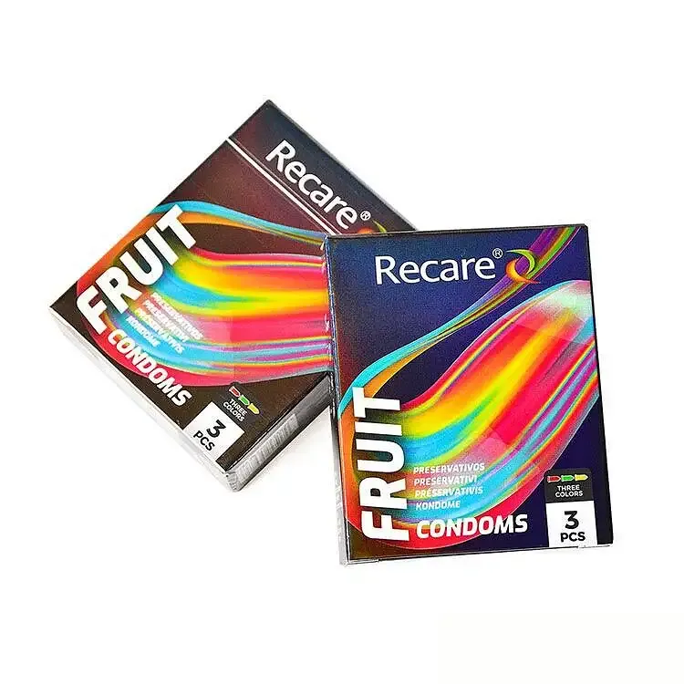 Презервативи Holographic Recare Fruit Flavour Condoms 3 шт, аромати: м'ята, банан, полуниця Львов - изображение 4